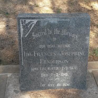 HENDERSON Ida Frances Josephine nee Mc MASTER 1872-1949