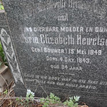 HEWETSON Maria Elizabeth nee BOUWER 1849-1943