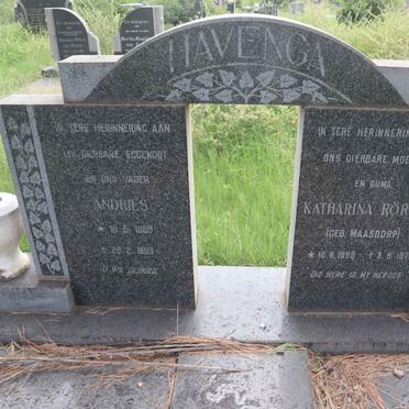 HAVENGA Andries 1889-1963 &amp; Katharina Rorich MAASDORP 1898-1971