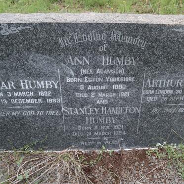 HUMBY Arthur 1882-1970 &amp; Ann ADAMSON 1890-1921