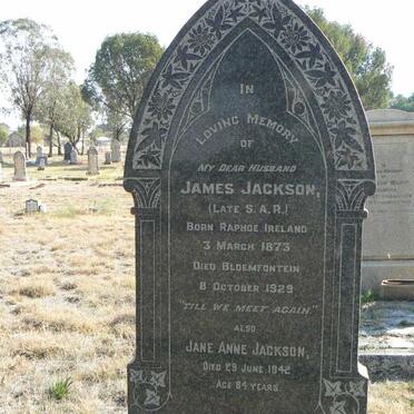 JACKSON James 1873-1929 &amp; Jane Anne -1942
