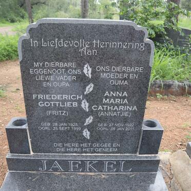 JAEKEL Friedrich Gottlieb 1925-1999 &amp; Anna Maria Catharina 1922-2011