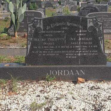 JORDAAN Rudolf Philippus 1904-1963 &amp; Ivy LESCHINSKY 1906-1978