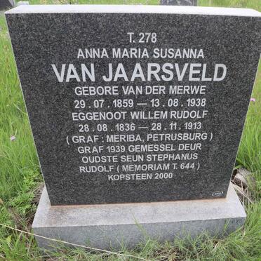 JAARSVELD Willem Rudolf, van 1836-1913 &amp; Anna Maria Susanna VAN DER MERWE 1859-1938
