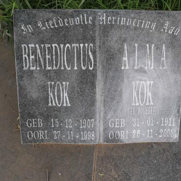 KOK Benedictus 1907-1998 &amp; Alma BOSHOFF 1911-2003