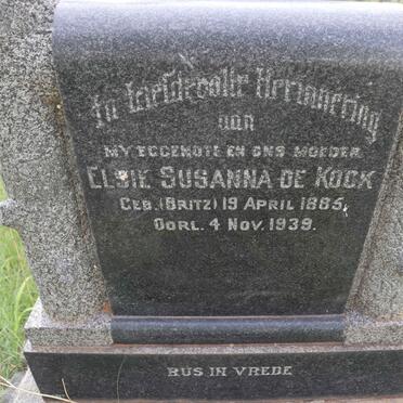 KOCK Elsie Susanna, de nee BRITZ 1885-1939
