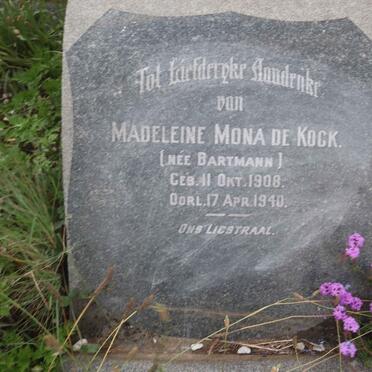 KOCK Madeleine Mona, de nee BARTMANN 1908-1940