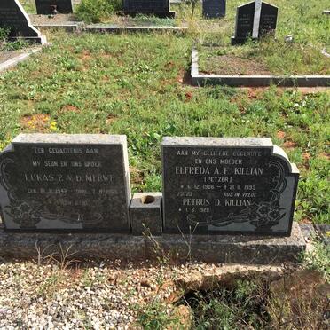 KILLIAN Petrus D. 1928-  &amp; Elfreda A.F. PETZER 1906-1993 :: V.D. MERWE Lukas P. 1942-1965