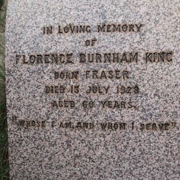 KING Florence Burnham nee FRASER -1928