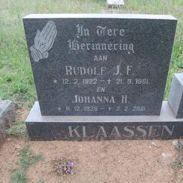 KLAASSEN Rudolf J.F. 1922-1981 &amp; Johanna H. 1928-2021
