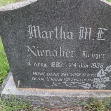 KRUGER Martha M.E., NIENABER 1863-1938