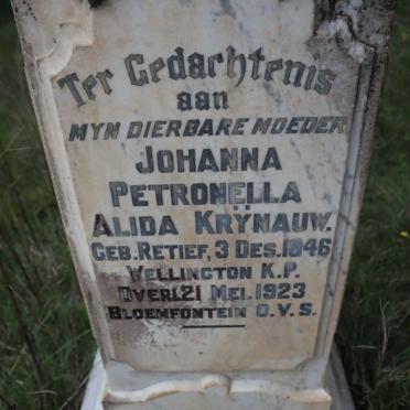 KRŸNAUW Johanna Petronella Alida nee RETIEF 1846-1923