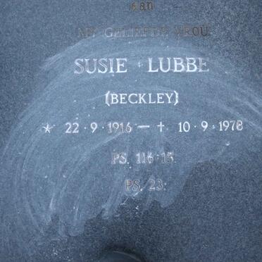 LUBBE Susie nee BECKLEY 1916-1978