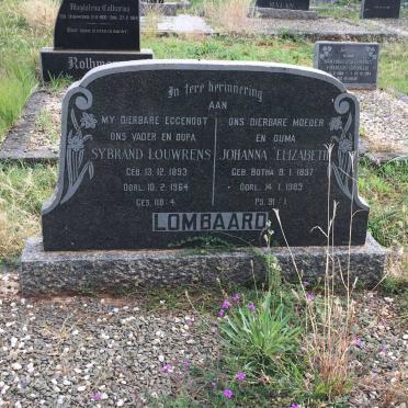 LOMBAARD Sybrand Louwrens 1893-1964 &amp; Johanna Elizabeth BOTHA 1897-1983