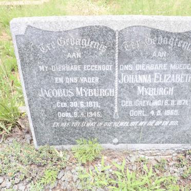 MYBURGH Jacobus 1871-1945 &amp; Johanna Elizabeth GREYLING 1871-1959