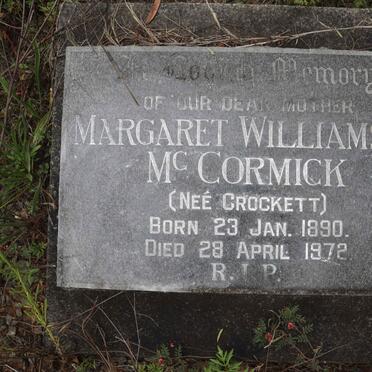 MCCORMICK Margaret Williamson nee CROCKETT 1890-1972