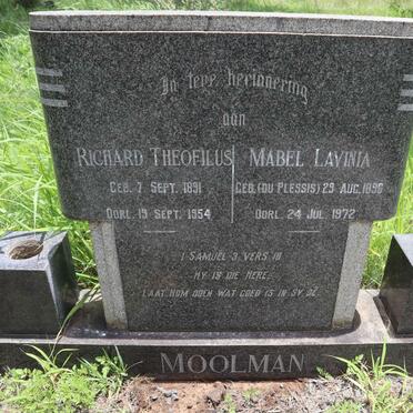 MOOLMAN Richard Theofilus 1891-1954 &amp; Mabel Lavina DU PLESSIS 1896-1972