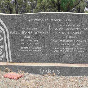 MARAIS Sarel Johannes Lodewicus 1876-1949 &amp; Anna Elizabeth VAN HEERDEN 1881-1946
