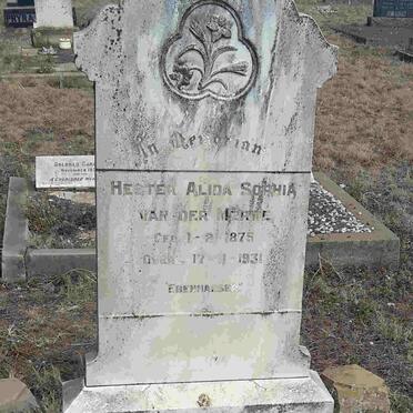 MERWE Hester Alida Sophia, van der 1875-1931