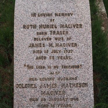 MACIVER James M. -1948 &amp; Ruth Muriel FRASER -1927