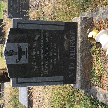 MERWE Maryna Wilhelmina, v.d. nee VAN LINGEN 1919-1965