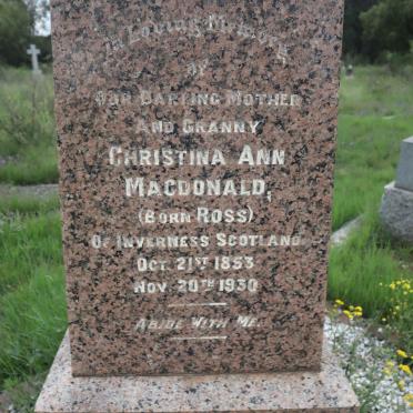 MACDONALD Christina Ann nee ROSS 1853-1930