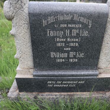 MCKIE William 1864-1939 &amp; Fannie H. NIXON 1872-1929