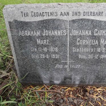 MARE Abraham Johannes 1878-1931 &amp; Johanna Catharina Cornelia LOOTS 1883-1940