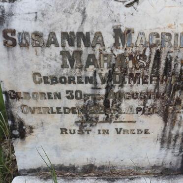 MARAIS Susanna Magrieta nee V.D. MERWE 186?-1929