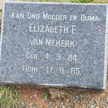 NIEKERK Elizabeth E., van 1884-1965