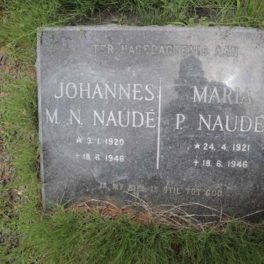 NAUDE Johannes M.N. 1920-1946 &amp; Maria P. 1921-1946
