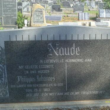 NAUDE Philippus Johannes nee JANSE VAN RENSBURG 1908-1963