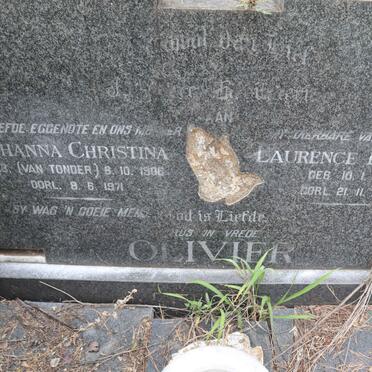 OLIVIER Laurence Richard 1901-1981 &amp; Johanna Christina VAN TONDER 1906-1971