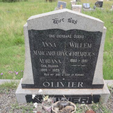 OLIVIER Willem Gerhardus 1880-1951 &amp; Anna Margaretha Adriana BECKER 1885-1929