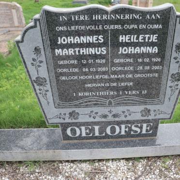 OELOFSE Johannes Marthinus 1920-2003 &amp; Heiletje Johanna 1926-2003