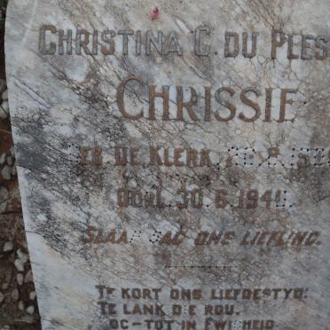 PLESSIS Christina C., du nee DE KLERK 1909-1940