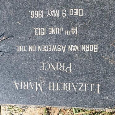 PRINCE Elizabeth Maria nee VAN ASWEGEN 1913-1966