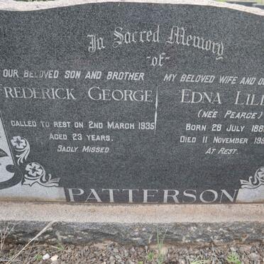 PATTERSON Edna Lillian nee PEARCE 1886-1956 :: PATTERSON Frederick George -1935