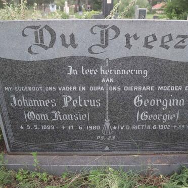 PREEZ Johannes Petrus, du 1899-1980 &amp; Georgina V.D. RIET 1902-1995