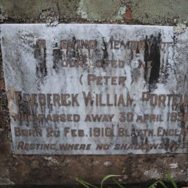 PORTEUS Frederick William 1910-1938