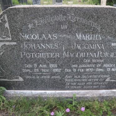 POTGIETER Nicolaas Johannes 1866-1962 &amp; Martha Jacomina Magdalena NIEMAN 1870-1953