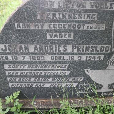 PRINSLOO Johan Andries 1883-1944 &amp; Christina M. PRINSLOO 1889-1974