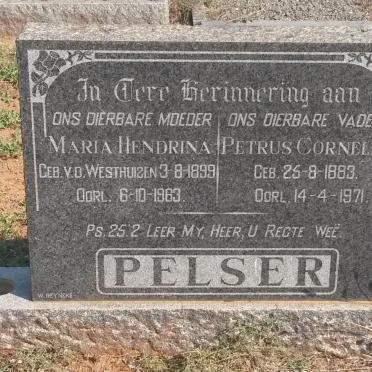 PELSER Petrus Cornelius 1883-1971 &amp; Maria Hendrina V.D. WESTHUIZEN 1899-1963