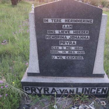 PRYRA Hendrina Johanna nee VAN LINGEN 1864-1932