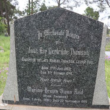 REID Marion Brown Swan nee THOMSON 1896-1990 :: THOMSON Jane Roy Gertrude 1903-1946