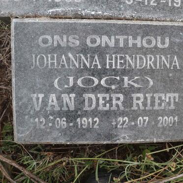 RIET Johanna Hendrina, van der 1912-2001