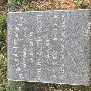 SCOTT Martha Aletta nee LUBBE 1893-1965