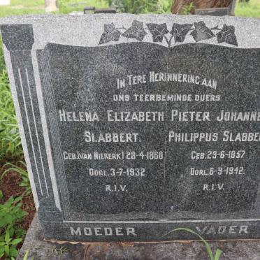SLABBERT Pieter Johannes Philippus 1857-1942 &amp; Helena Elizabeth VAN NIEKERK 1860-1932