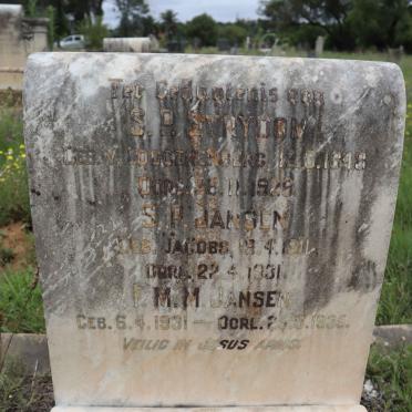 STRYDOM S.P. nee V. LOGGERENBERG 1848-1929 :: JANSEN S.P. nee JACOBS 1911-1931