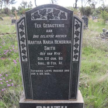 SMITH Martha Maria Hendrina nee VAN WYK 1863-1941